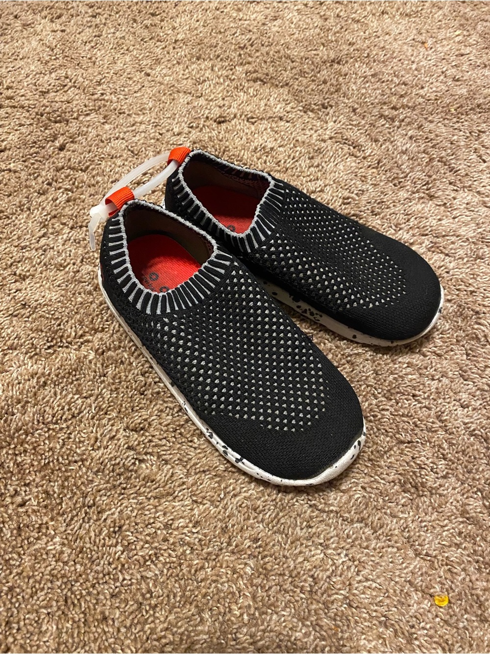 See Kai Run Black Knit Slip-On Sneakers with Red Interior